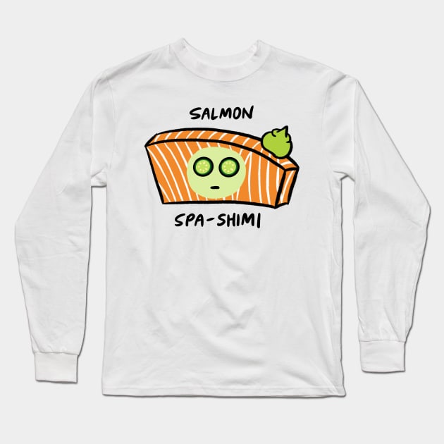 Salmon Spa-shimi With Cucumbers and Face Mask Long Sleeve T-Shirt by bonniemamadraws